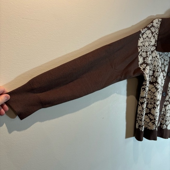 NANETTE LEPORE Sz L Brocade Design Floral Large Collar Cardigan New with No Tag - Picture 5 of 8